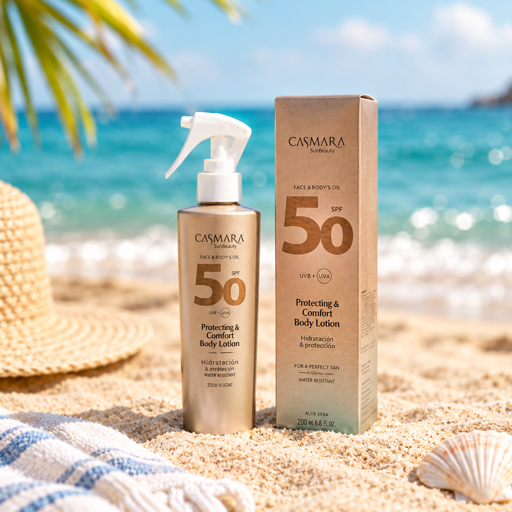 Photo Aging Invisible Lotion com fundo de praia